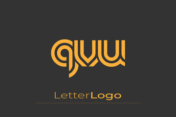 QVU Creative Unique Modern Letter Logo Design. Elegant Monogram Logo Design with Decorative Elements and Typography