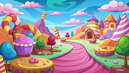 sweet candy land cartoon game background