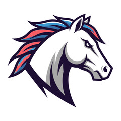 Majestic Horse Head Graphic: A stylized illustration of a powerful horse head, its features meticulously crafted to project strength and dynamism. With a striking design and vibrant details.