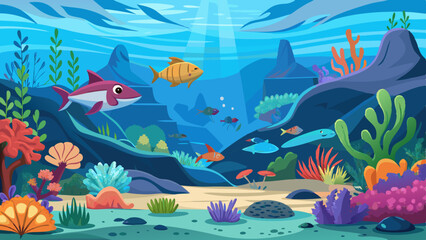 Obraz premium underwater world panorama landscape vector