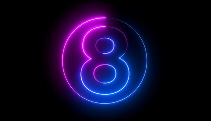 Neon Countdown Number 8.