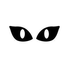 Simple Illustration of Two Black Cat Eyes with White Background Template