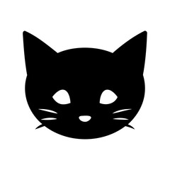 Simple minimalistic black and white cat face silhouette vector illustration design