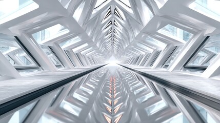 Obraz premium Futuristic endless hall of mirrors reflecting virtual reality dimensions for modern design projects