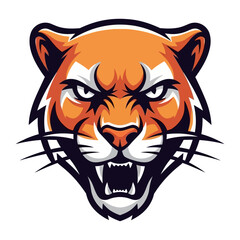 Fierce Cougar: A bold and dynamic illustration of a cougar's head, embodying strength and determination, perfect for sports teams, logos, or motivational themes.