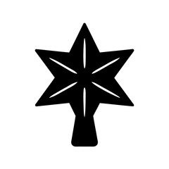 Six pointed star Christmas tree topper in simple black and white