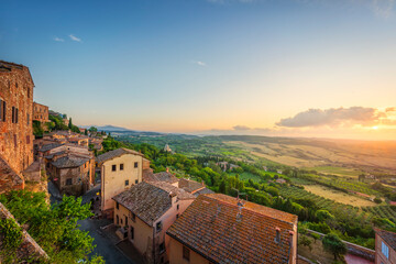 Fototapeta premium Montepulciano village panoramic view at sunset. Tuscany, Italy