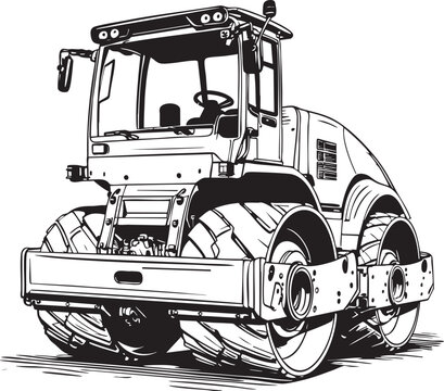 black and white road roller machine clip art preview