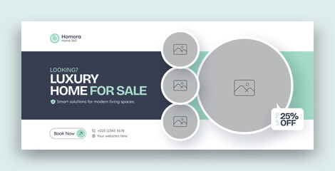 Real estate web banner and social media facebook cover template