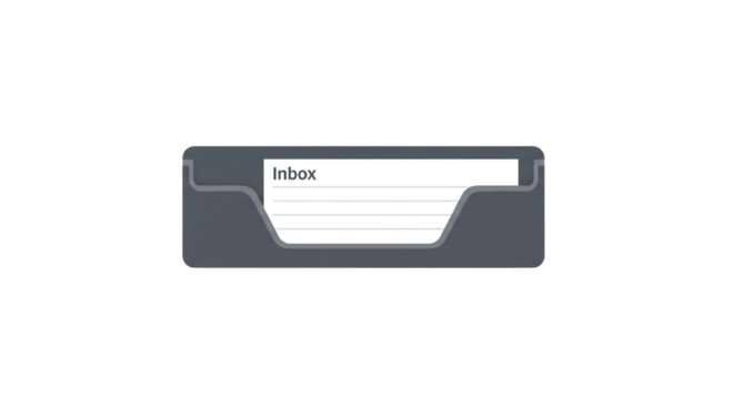 Inbox tray mail document office paper correspondence received message organization communication system on transparent background