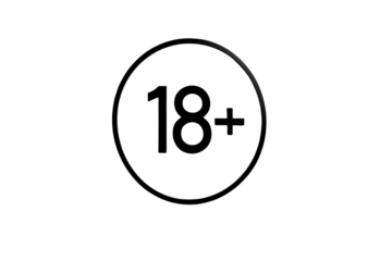 simple grey '18+' adult content warning circle, no background