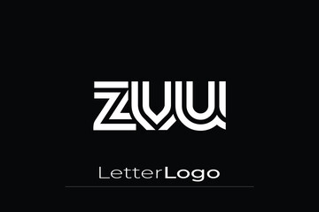 ZVU Creative Unique Modern Letter Logo Design. Elegant Monogram Logo Design with Decorative Elements and Typography
