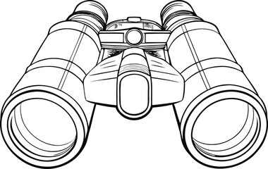Black and white sketch of binoculars viewed from the front