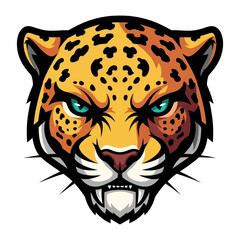 Leopard’s Gaze: A digitally created illustration features a close-up of a fierce leopard, with a bold expression and intense focus