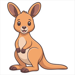 friendly standing kangaroo with bright smile vector illustration