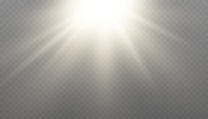 Vector sun light flare effect isolated on transparent background