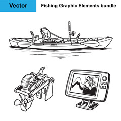 Kayak Fishing Pedal Drive Fish Finder Silhouette Fishing Vector Bundle