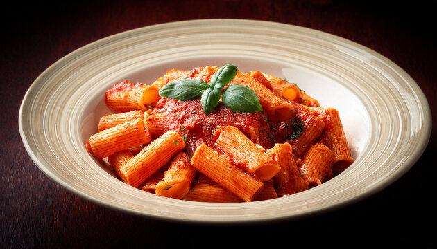 rigatoni all amatriciana pasta della tradizione romana cibo italiano