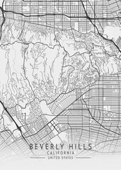 Fototapeta premium Beverly Hills - California - US Gray Map Art