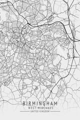 Fototapeta premium Birmingham - West Midlands UK Gray City Map_931