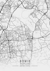 Obraz premium Bowie - Maryland - US Gray Map Art