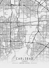 Carlsbad - Texas - US Gray Map Art
