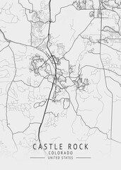 Obraz premium Castle Rock - Colorado - US Gray Map Art