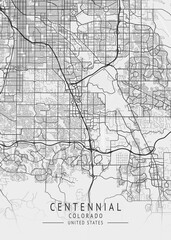 Centennial - Colorado - US Gray Map Art