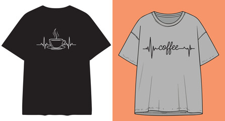 Two stylish t shirts one black and one gray with unique graphic designs displayed side by side