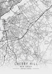 Cherry Hill - New Jersey - US Gray Map Art