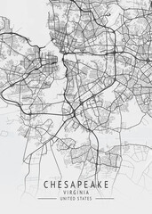 Obraz premium Chesapeake - Virginia - US Gray Map Art
