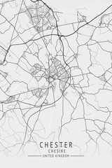 Chester -  Chesire UK Gray City Map_412