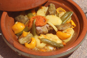 A close up shot of a fresh tajine