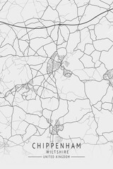 Fototapeta premium Chippenham - Wiltshire UK Gray City Map_767