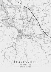 Obraz premium Clarksville - Tennessee - US Gray Map Art