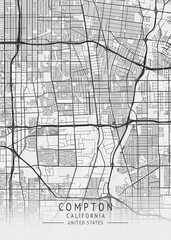 Fototapeta premium Compton - California - US Gray Map Art