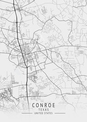 Obraz premium Conroe - Texas - US Gray Map Art