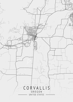 Corvallis - Oregon - US Gray Map Art