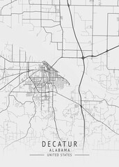 Fototapeta premium Decatur - Alabama - US Gray Map Art
