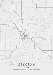 Decorah - Iowa - US Gray Map Art