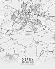 Derby -  Derbyshire UK Gray City Map