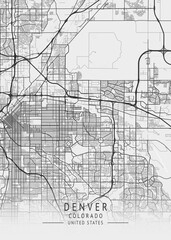 Denver - Colorado - US Gray Map Art