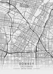 Obraz premium Downey - California - US Gray Map Art
