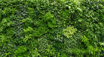 Obraz premium Lush vertical garden showcases diverse foliage creating a natural texture rich aesthetic