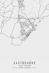 Eastbourne -  East Sussex UK Gray City Map_478