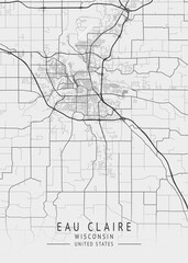Eau Claire - Wisconsin - US Gray Map Art