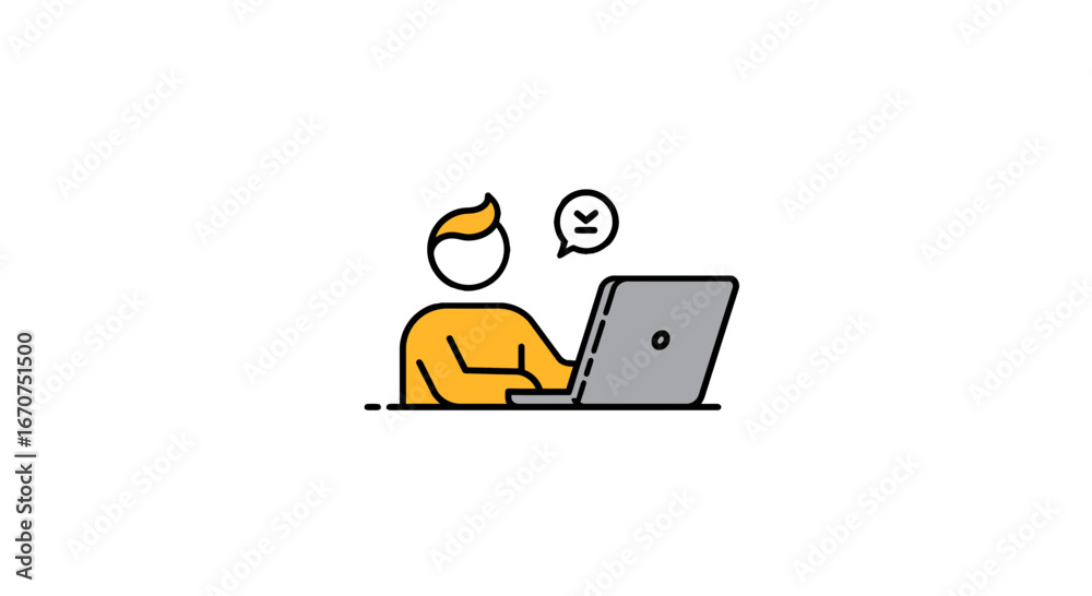 Wall mural person using laptop computer technology communication device digital information internet connection