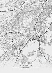 Fototapeta premium Edison - New Jersey - US Gray Map Art