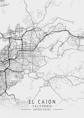 Obraz premium El Cajon - California - US Gray Map Art