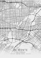Obraz premium El Monte - California - US Gray Map Art